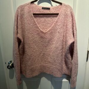 Peruvian Connection Women's Sweater Size L Pink Vneck Long-Sleeve Alpaca